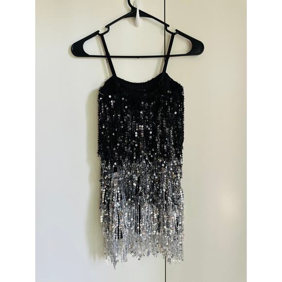Vintage Womens Showgirl SequinTop  Size Small/4 Silver/Black Bodysuit - Picture 6 of 6